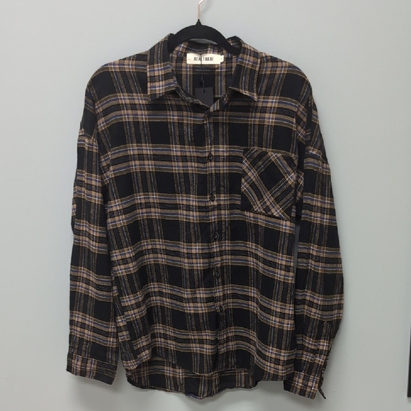 NWT Realtakai Plaid Button Down Shirt Brown and Tan. Size Large - Picture 1 of 4